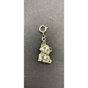 Adorable Silver Tone Metal Kitten / Cat Charm For A Bracelet Or Necklace